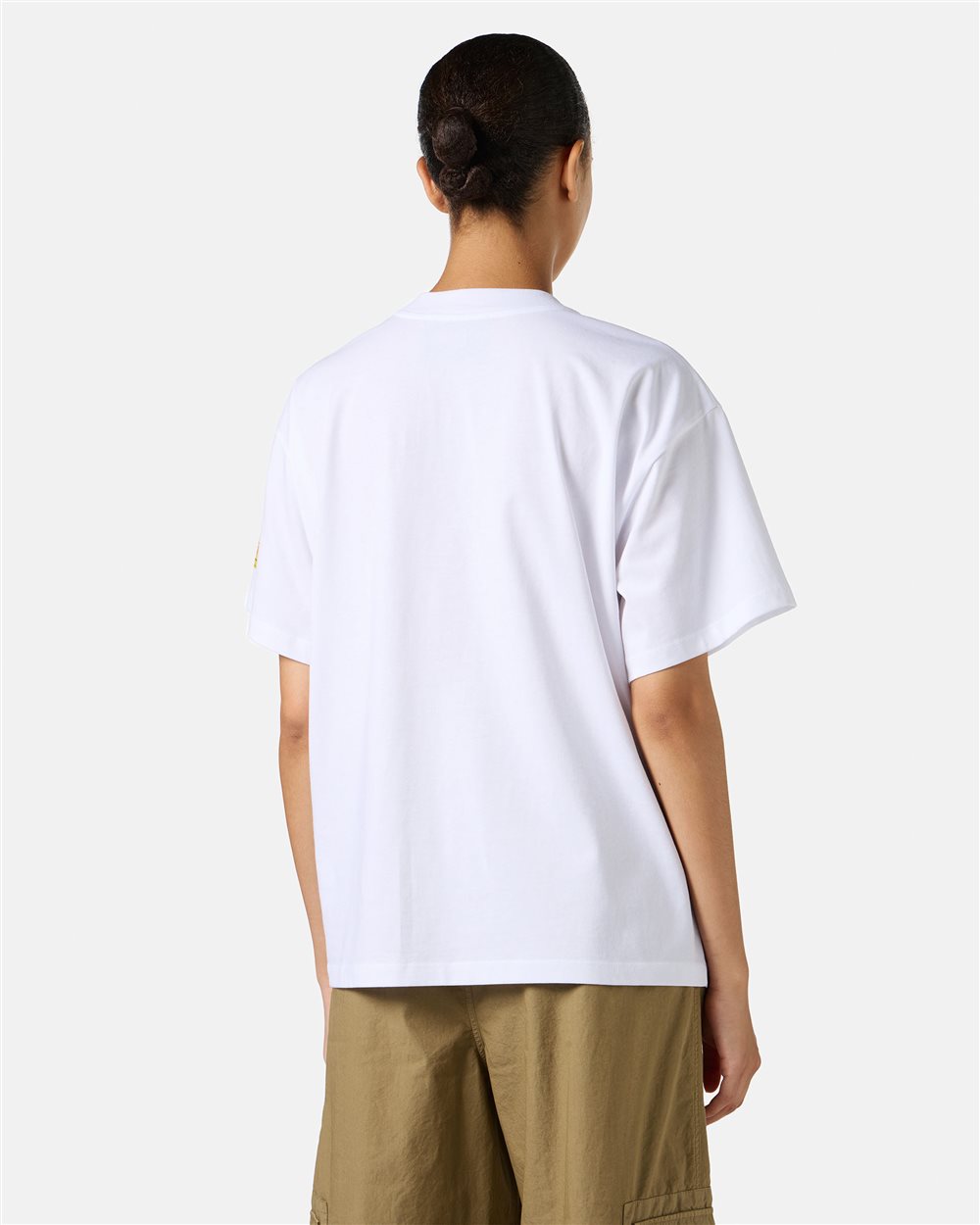 White regular-fit T-shirt in garment-dyed cotton jersey with cupro fabric inserts - Iceberg - Official Website