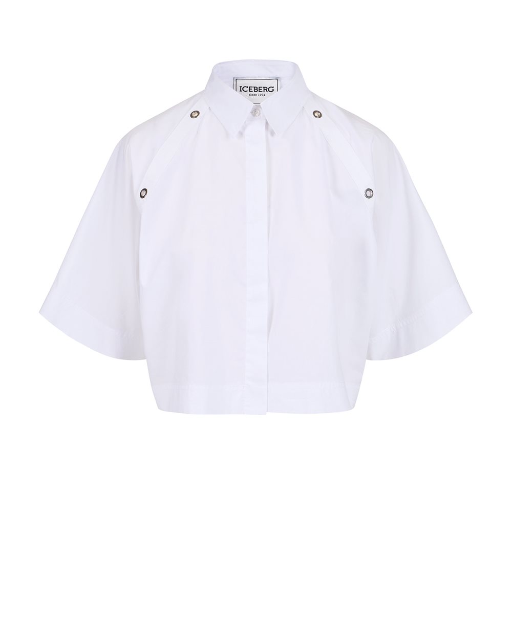 White cropped fit shirt in cotton poplin - Iceberg - Official Website