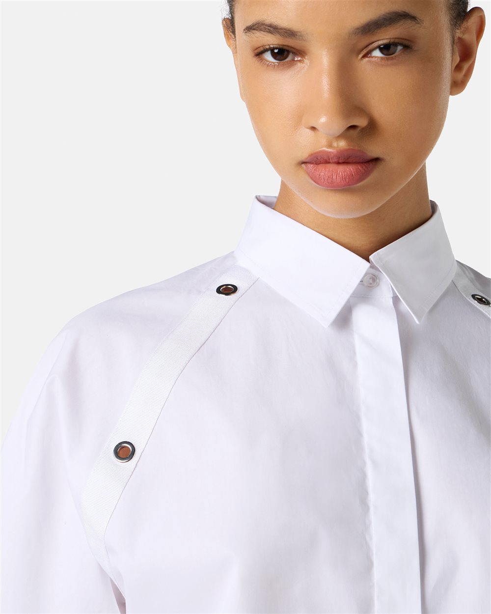White cropped fit shirt in cotton poplin - Iceberg - Official Website
