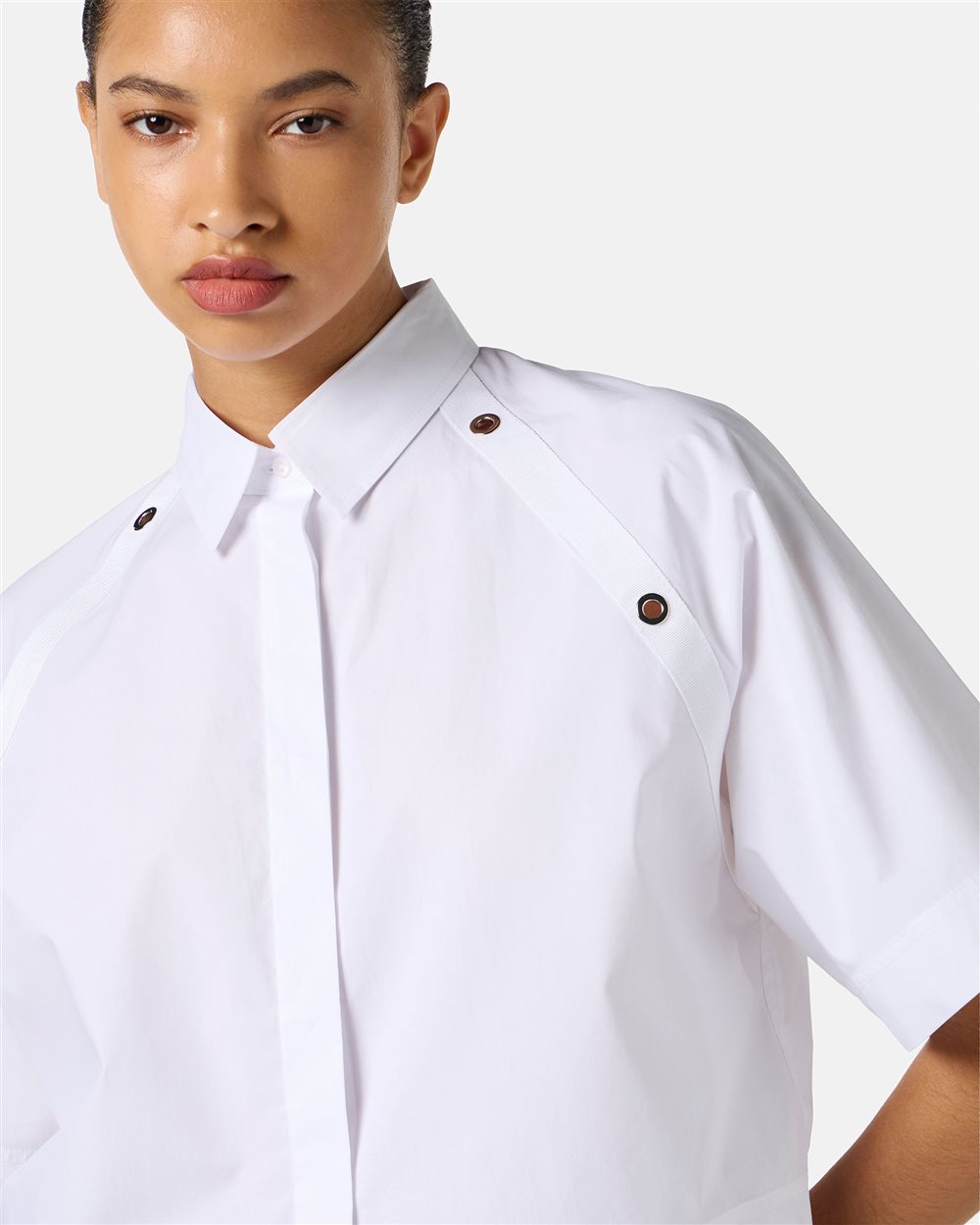 White cropped fit shirt in cotton poplin - Iceberg - Official Website