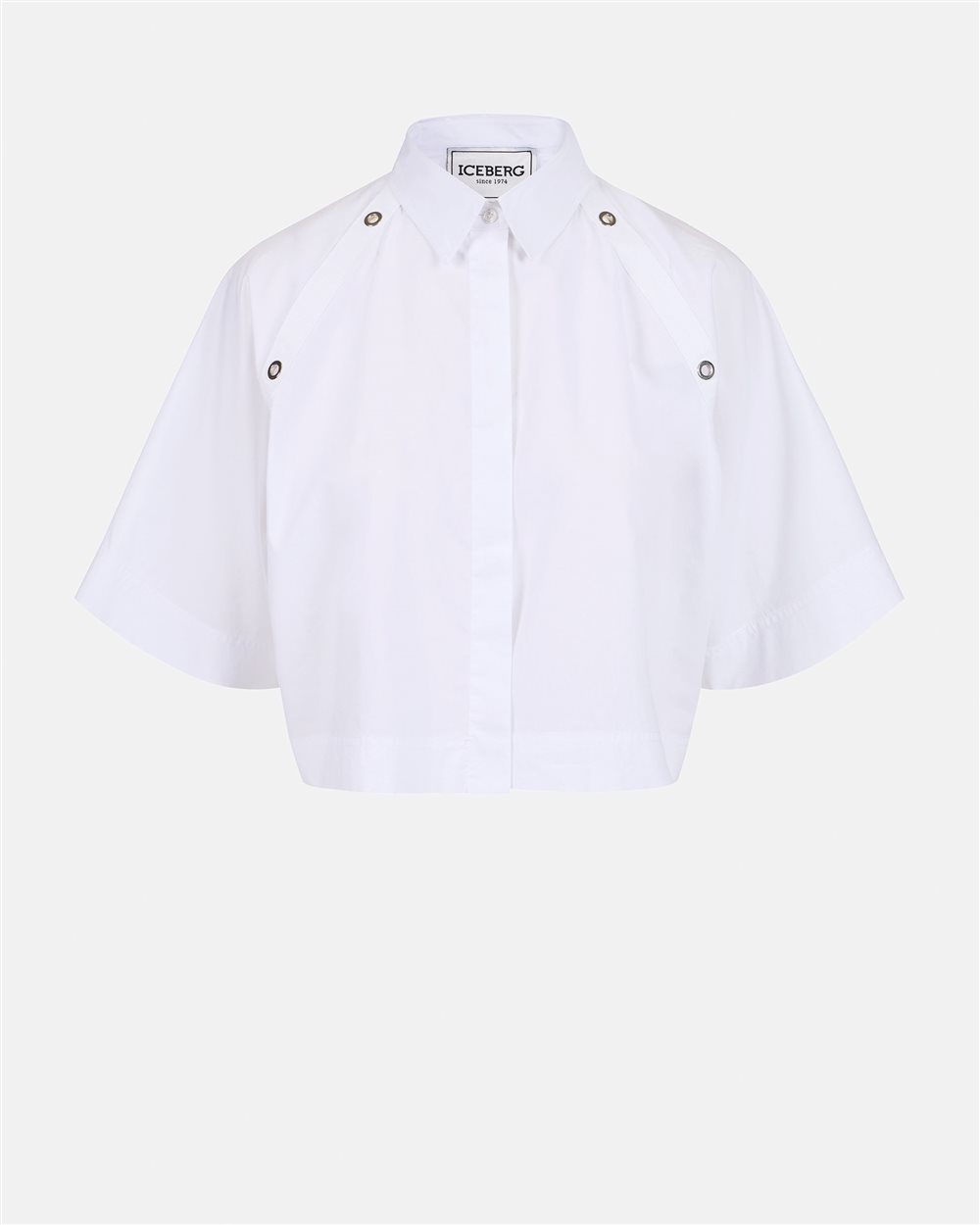 White cropped fit shirt in cotton poplin - Iceberg - Official Website