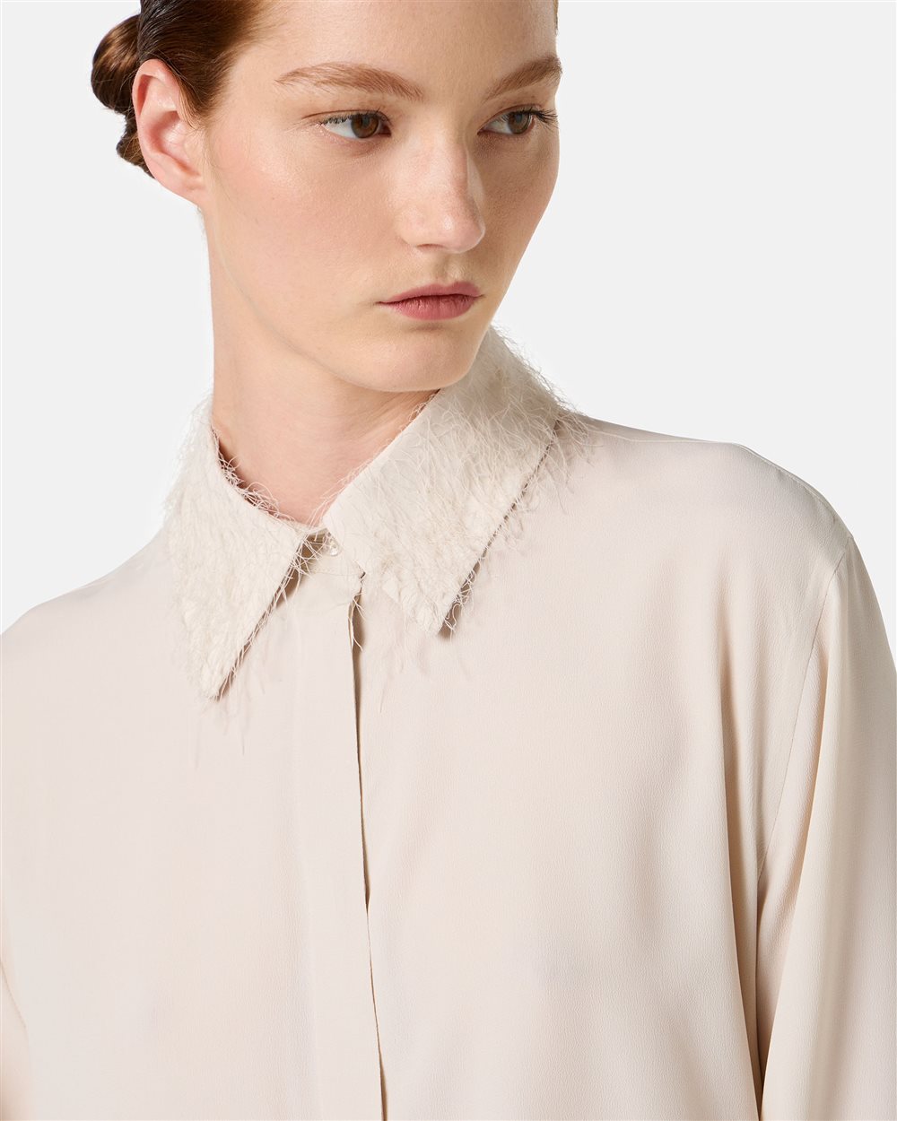 Dusty colored silk blend crepe de chine shirt with elegant detail - Iceberg - Official Website