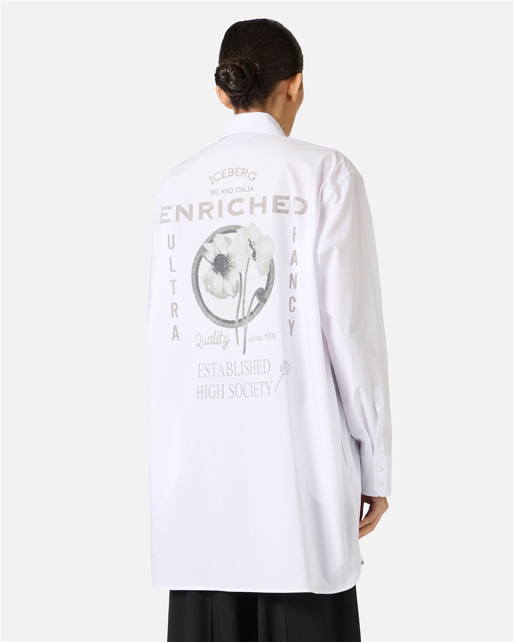 White over-fit shirt in cotton poplin - Iceberg - Official Website