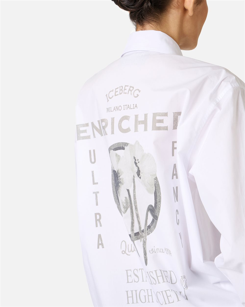 White over-fit shirt in cotton poplin - Iceberg - Official Website
