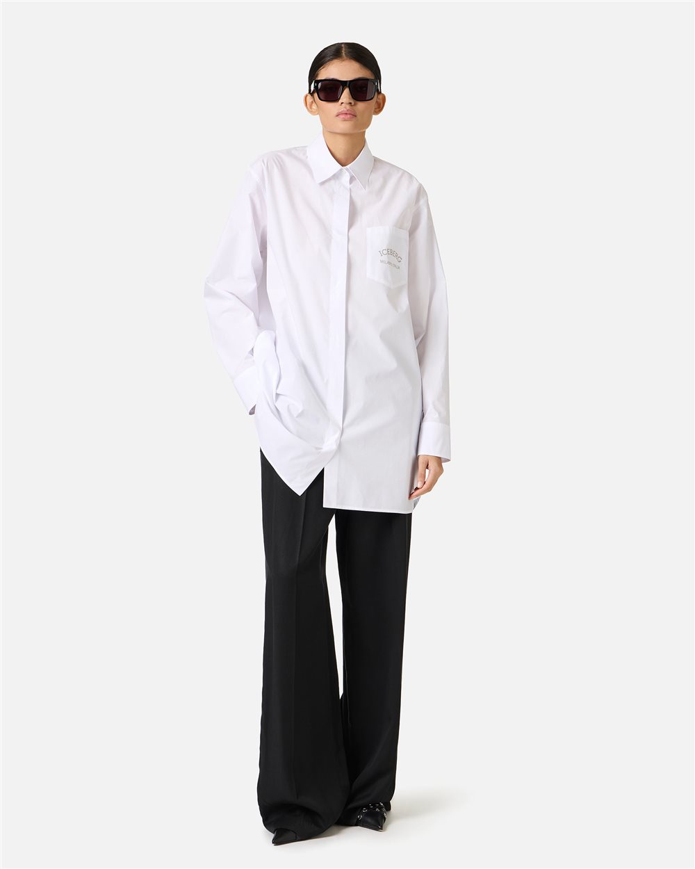 White over-fit shirt in cotton poplin - Iceberg - Official Website