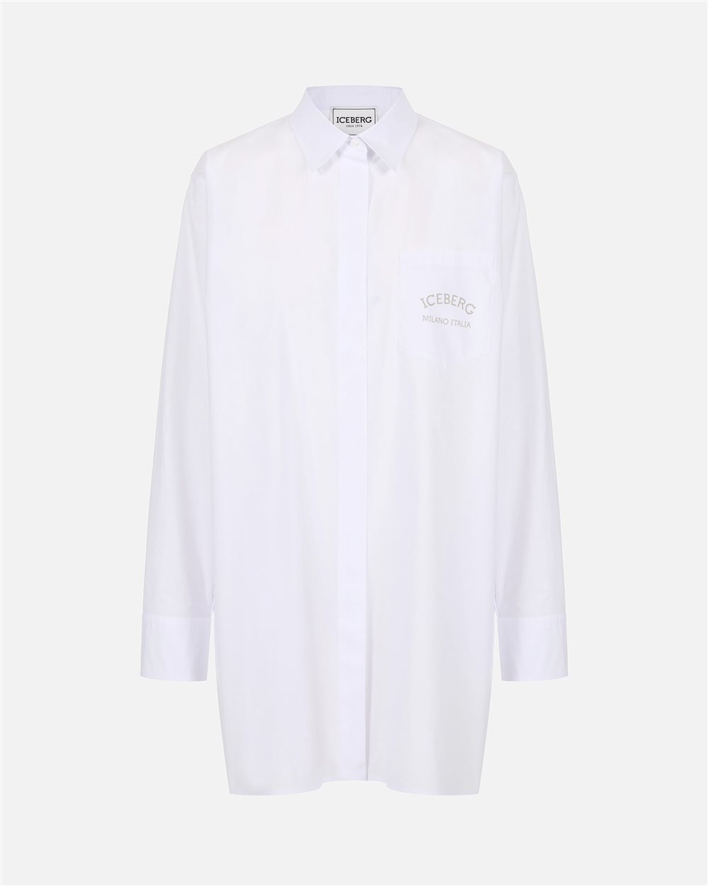 White over-fit shirt in cotton poplin - Iceberg - Official Website
