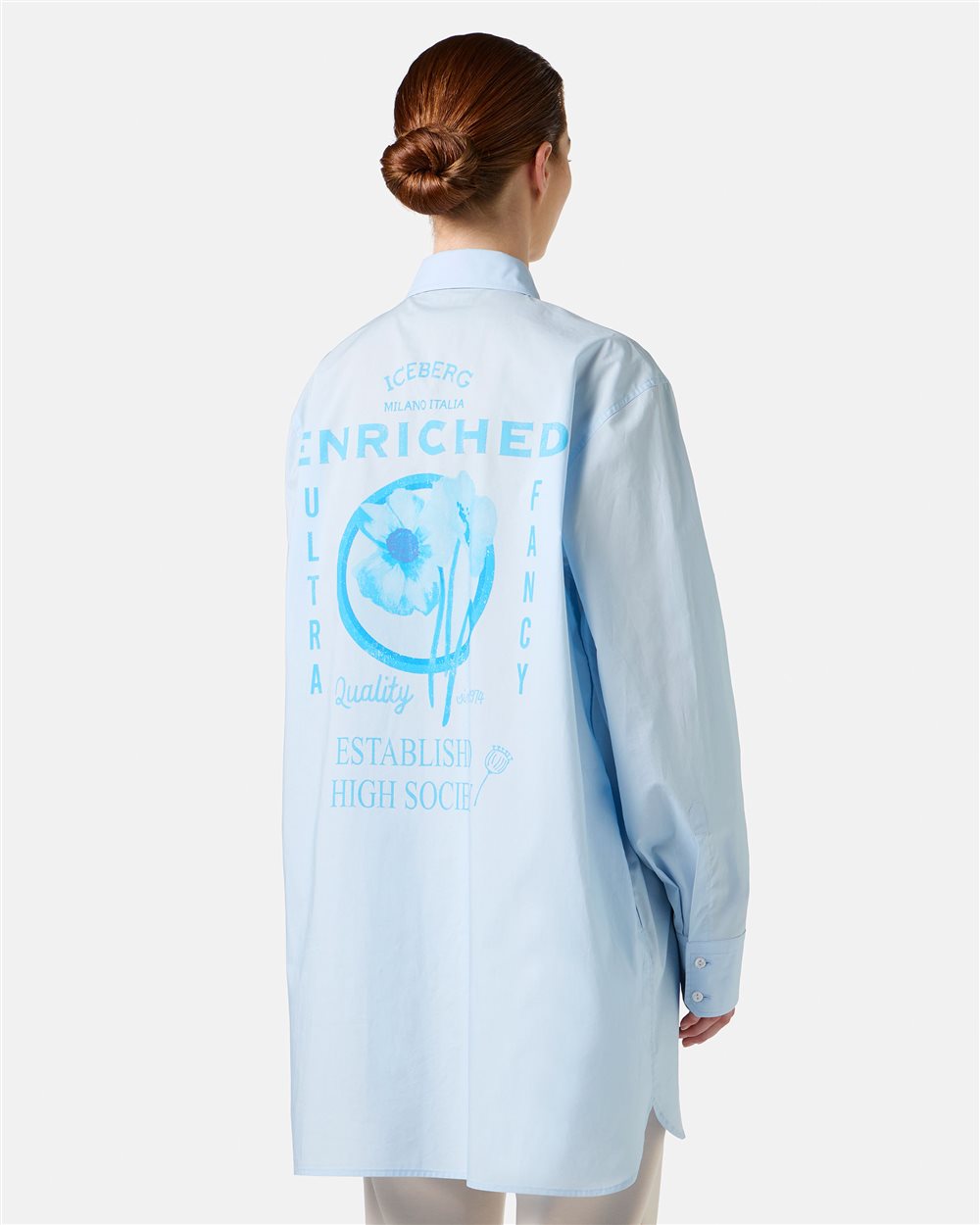 Light blue over-fit cotton poplin shirt - Iceberg - Official Website