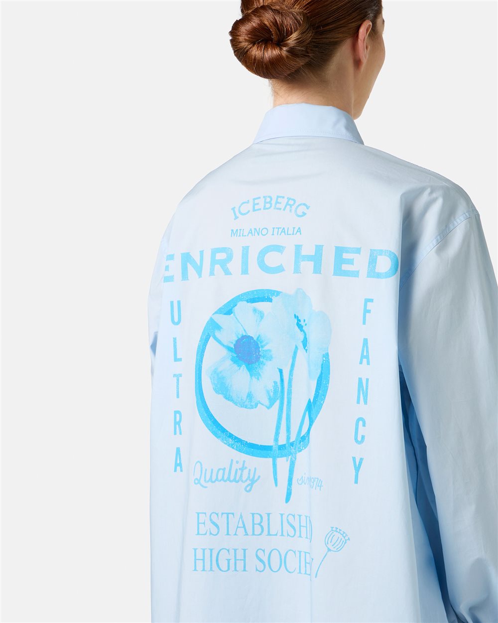 Light blue over-fit cotton poplin shirt - Iceberg - Official Website
