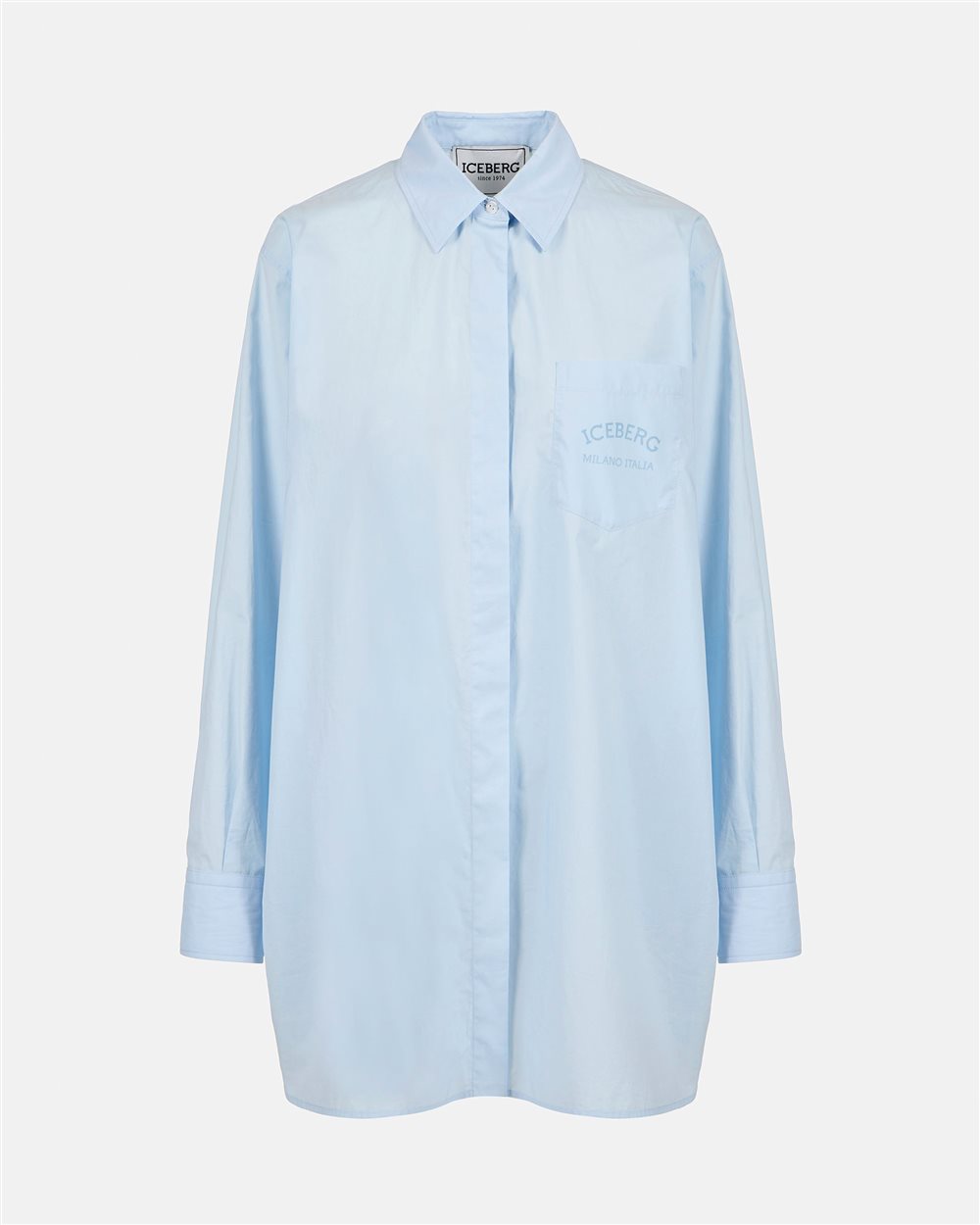 Light blue over-fit cotton poplin shirt - Iceberg - Official Website