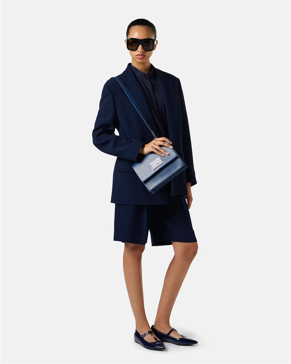 Regular-fit short-sleeved blue crepe de chine shirt - Iceberg - Official Website