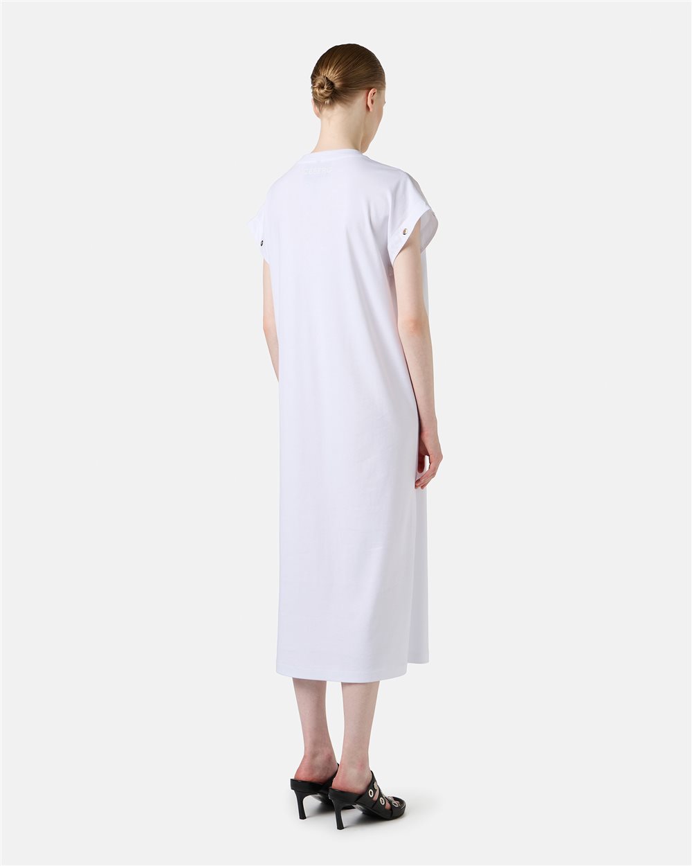 White dress in GOTS certified sustainable interlock fabric - Iceberg - Official Website