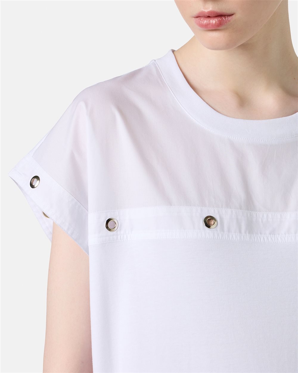 White dress in GOTS certified sustainable interlock fabric - Iceberg - Official Website
