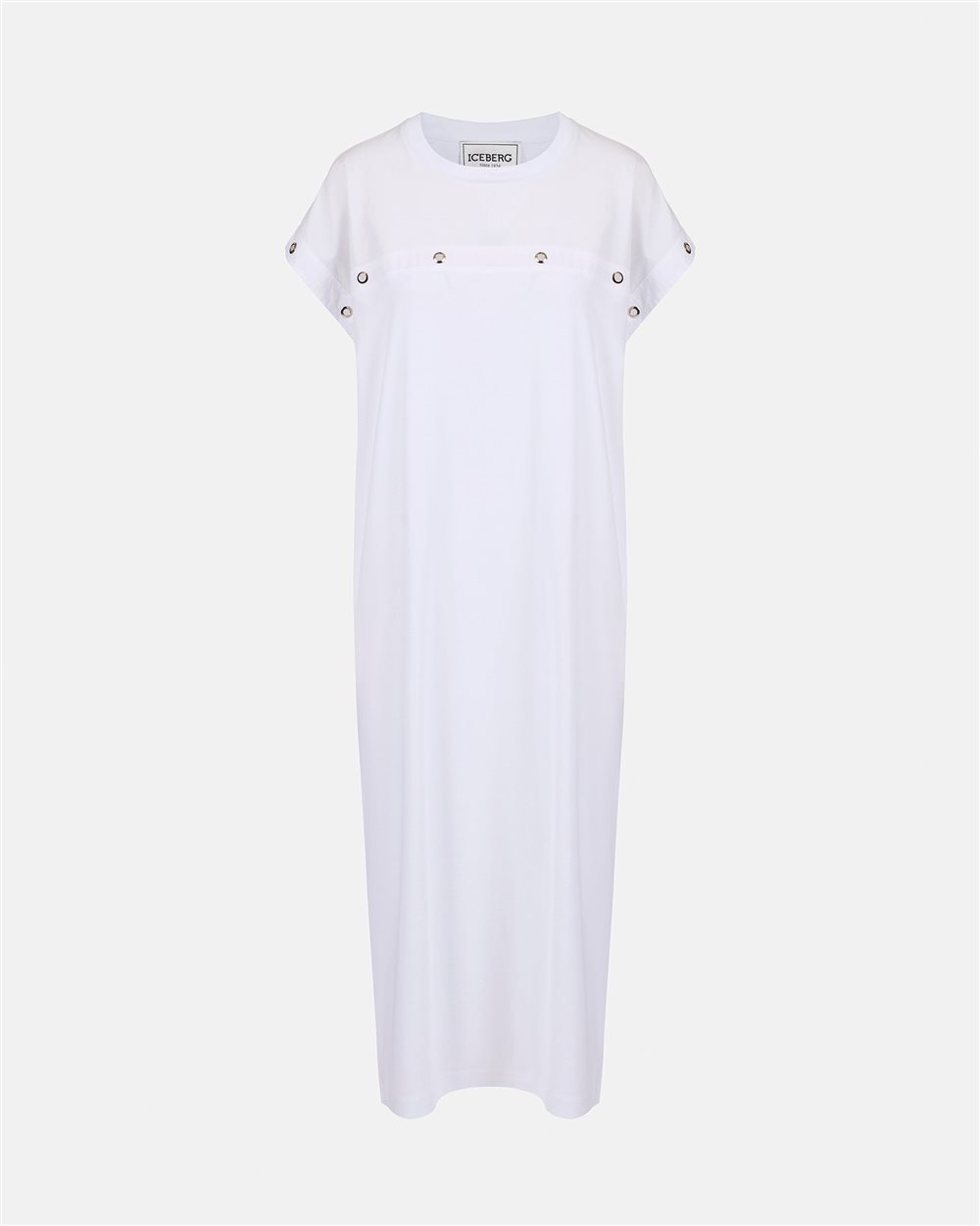 White dress in GOTS certified sustainable interlock fabric - Iceberg - Official Website
