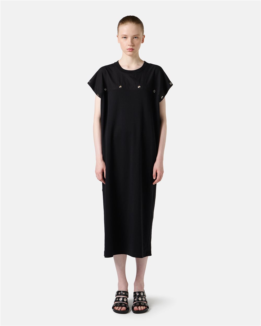 Black dress in GOTS certified sustainable interlock fabric - Iceberg - Official Website