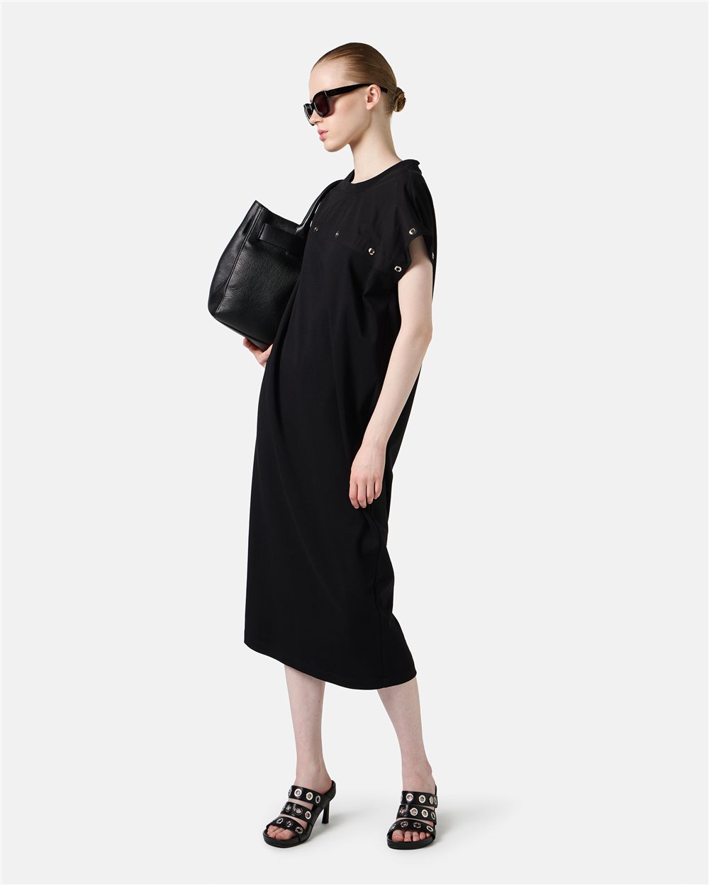 Black dress in GOTS certified sustainable interlock fabric - Iceberg - Official Website
