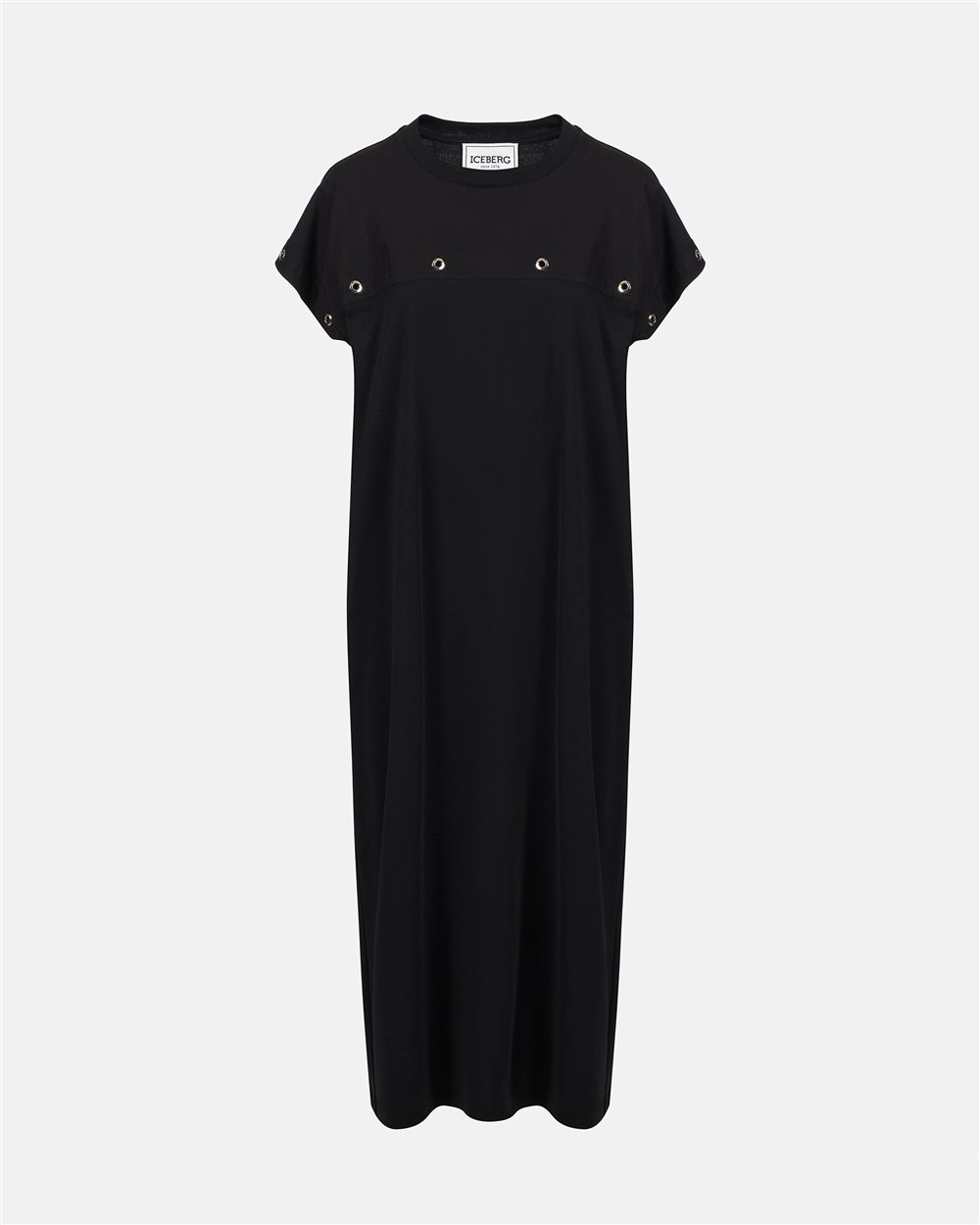 Black dress in GOTS certified sustainable interlock fabric - Iceberg - Official Website