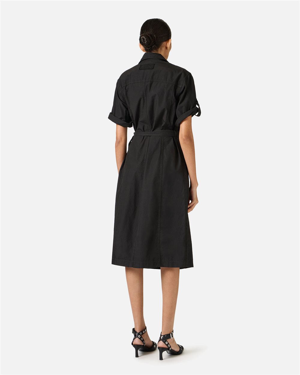 Regular fit black dress with canvas belt - Iceberg - Official Website