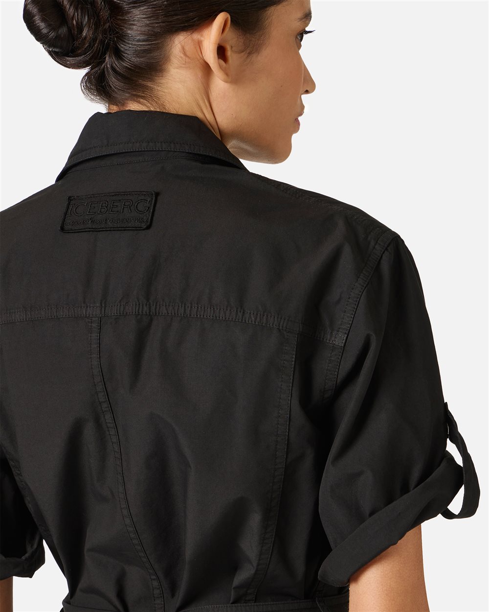 Regular fit black dress with canvas belt - Iceberg - Official Website
