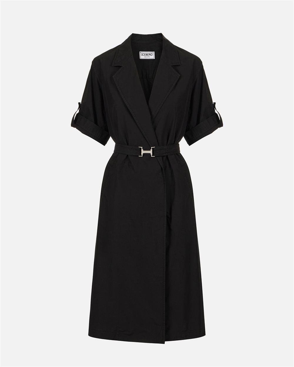 Regular fit black dress with canvas belt - Iceberg - Official Website