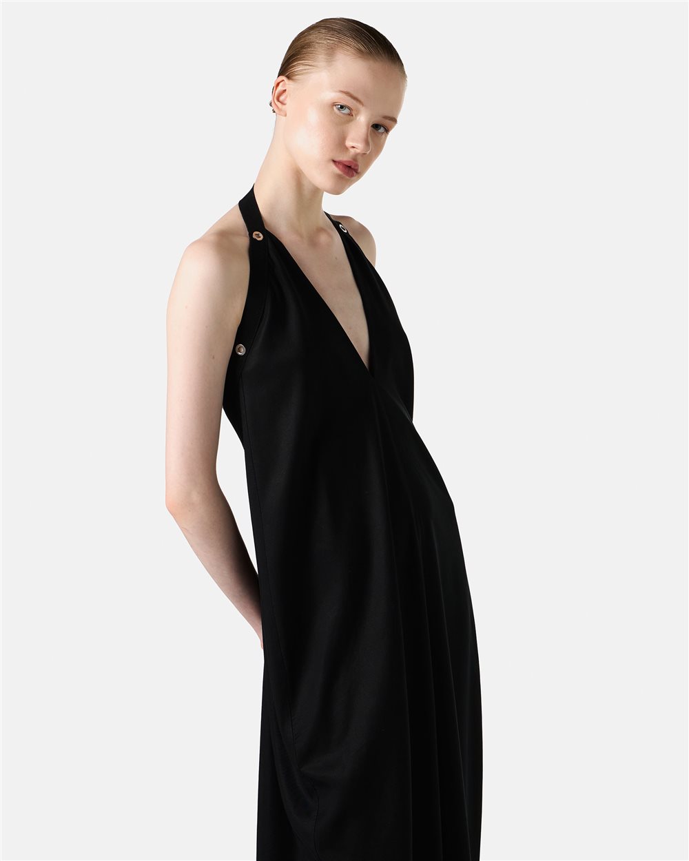 Black dress in a voluminous new fit featuring Tencel fabric - Iceberg - Official Website