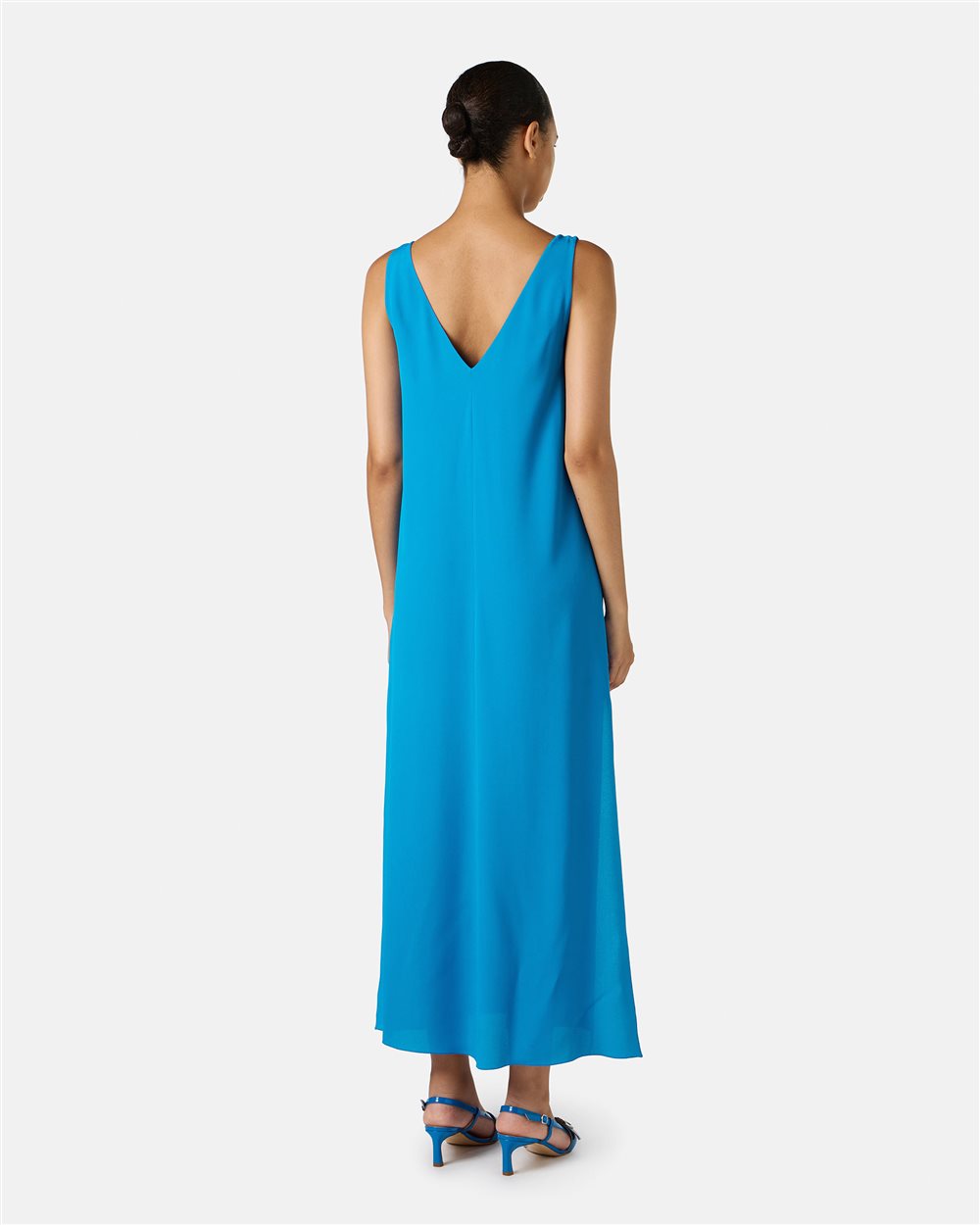 Cobalt crepe de chine dress with elegant details - Iceberg - Official Website