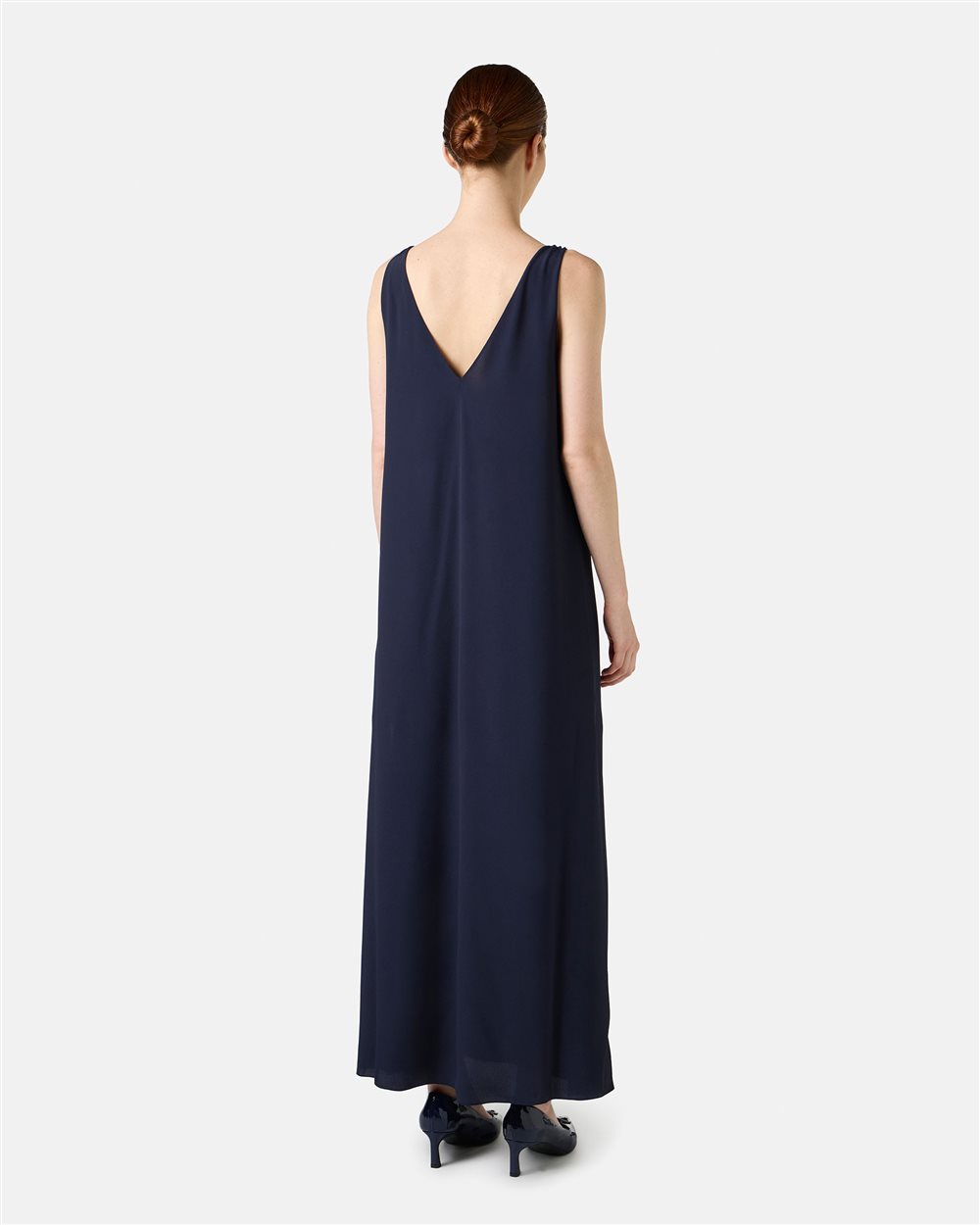 Blue crepe de chine dress with elegant details - Iceberg - Official Website