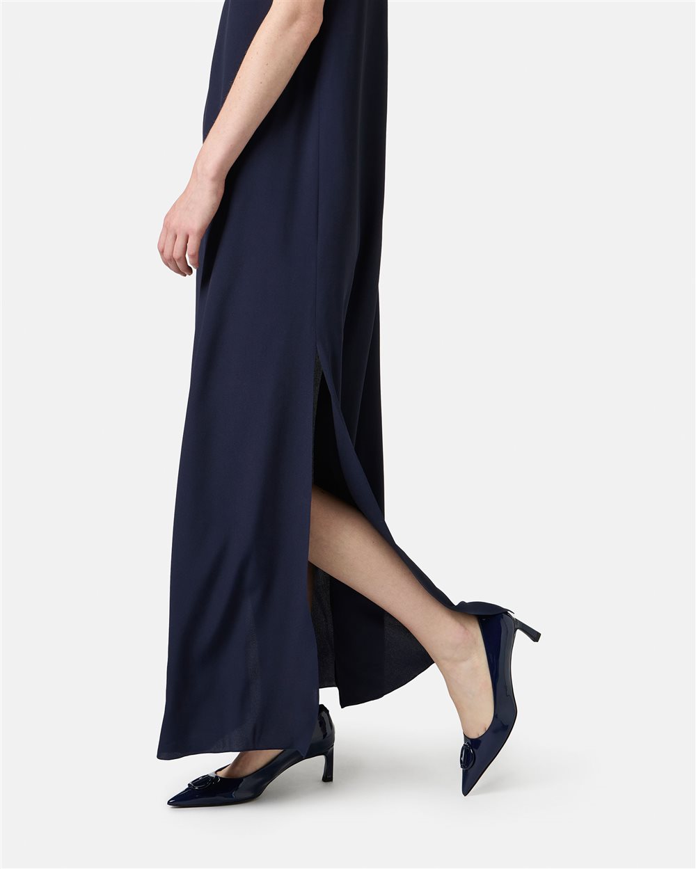 Blue crepe de chine dress with elegant details - Iceberg - Official Website