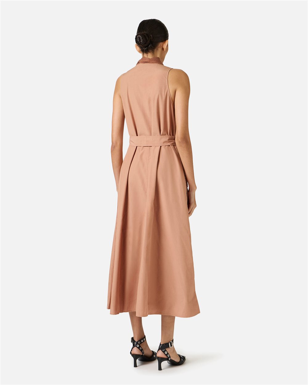 Relaxed fit dress in terracotta with detachable belt in parachute canvas - Iceberg - Official Website