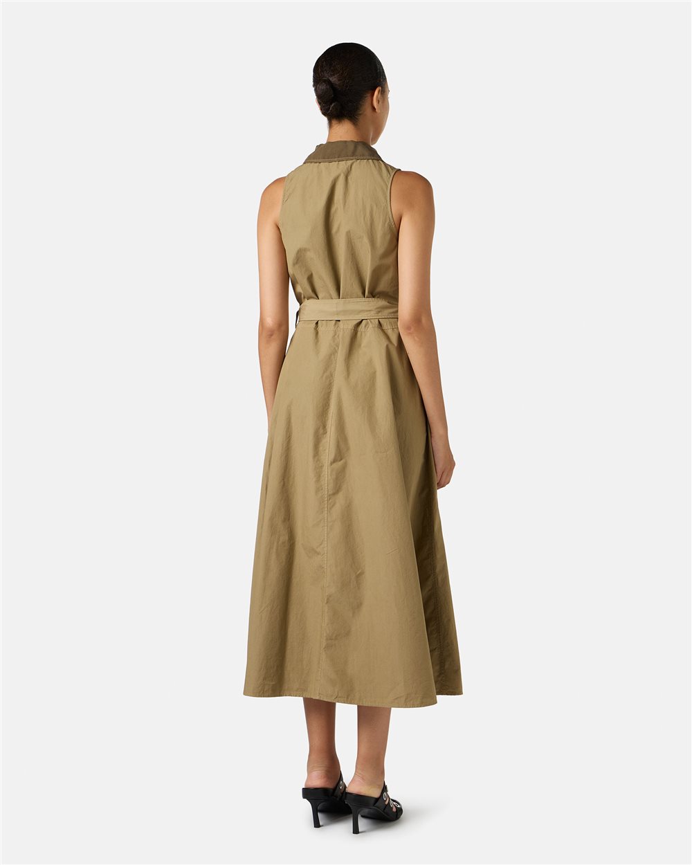 Mud-colored relaxed-fit dress with detachable canvas belt - Iceberg - Official Website