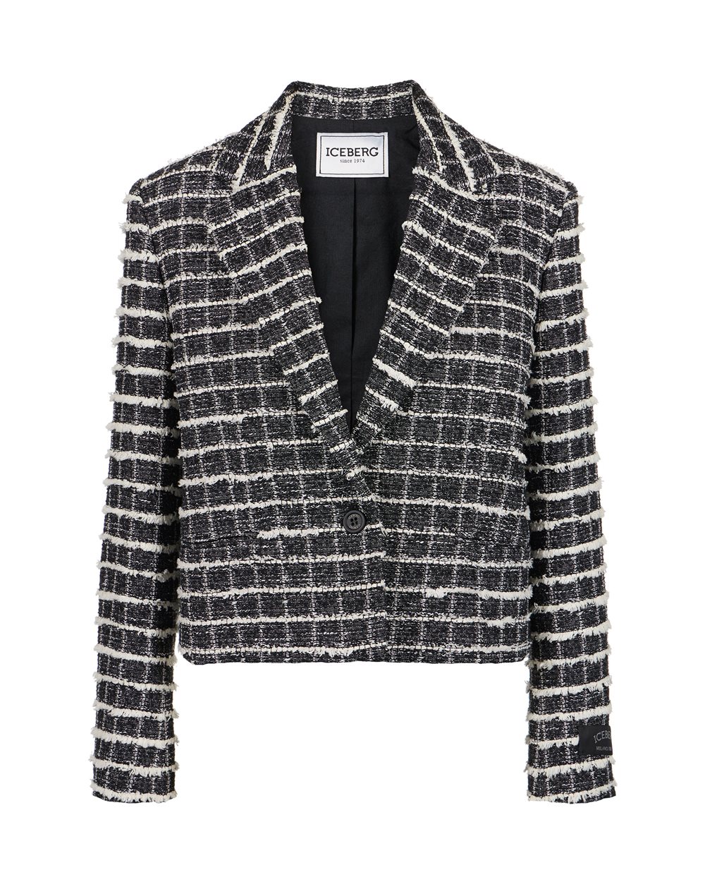 Black and white checked short jacket, single breasted - Iceberg - Official Website
