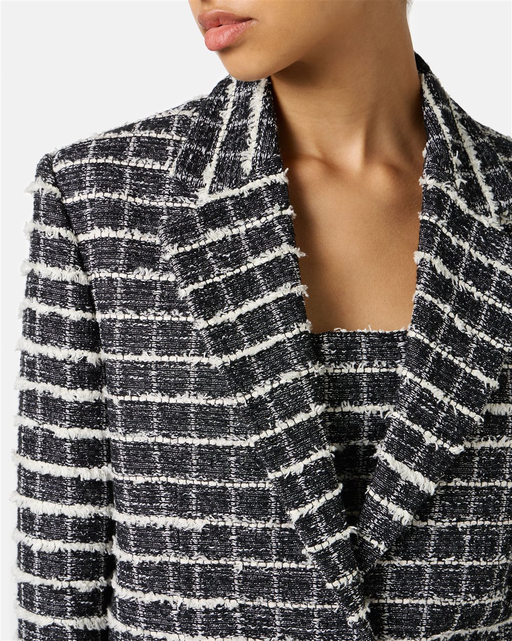 Black and white checked short jacket, single breasted - Iceberg - Official Website