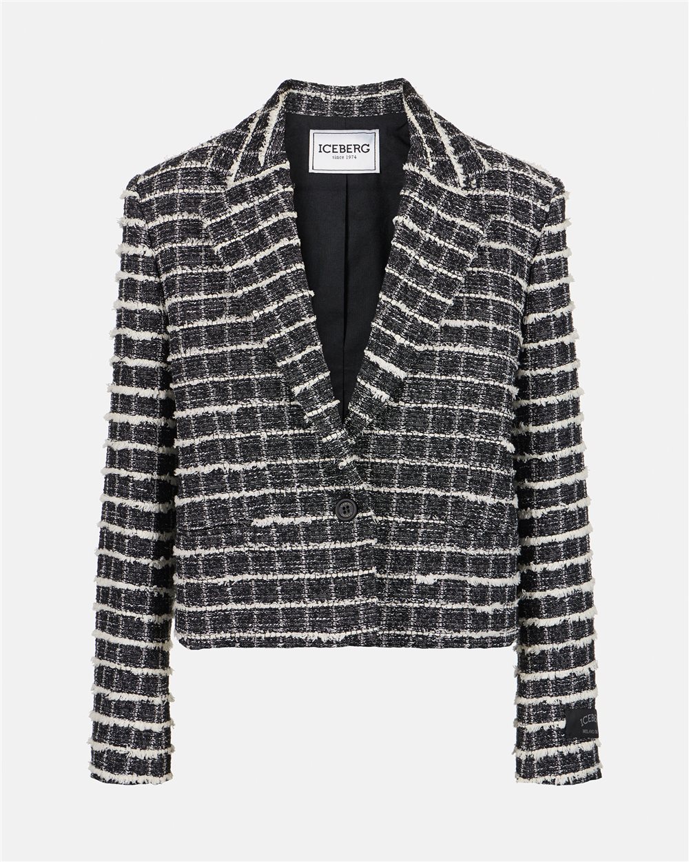 Black and white checked short jacket, single breasted - Iceberg - Official Website
