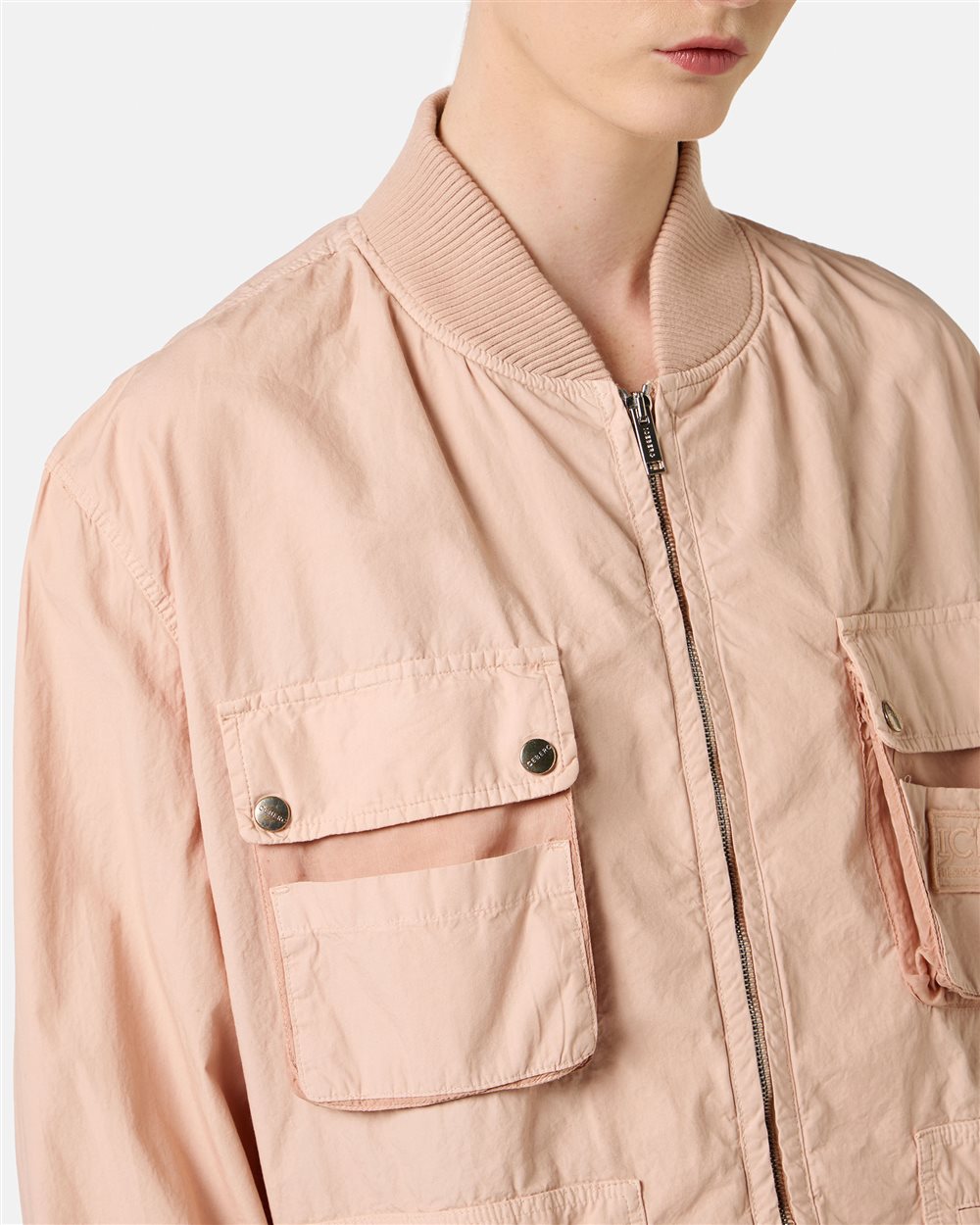 Regular fit jacket in blush cotton parachute - Iceberg - Official Website