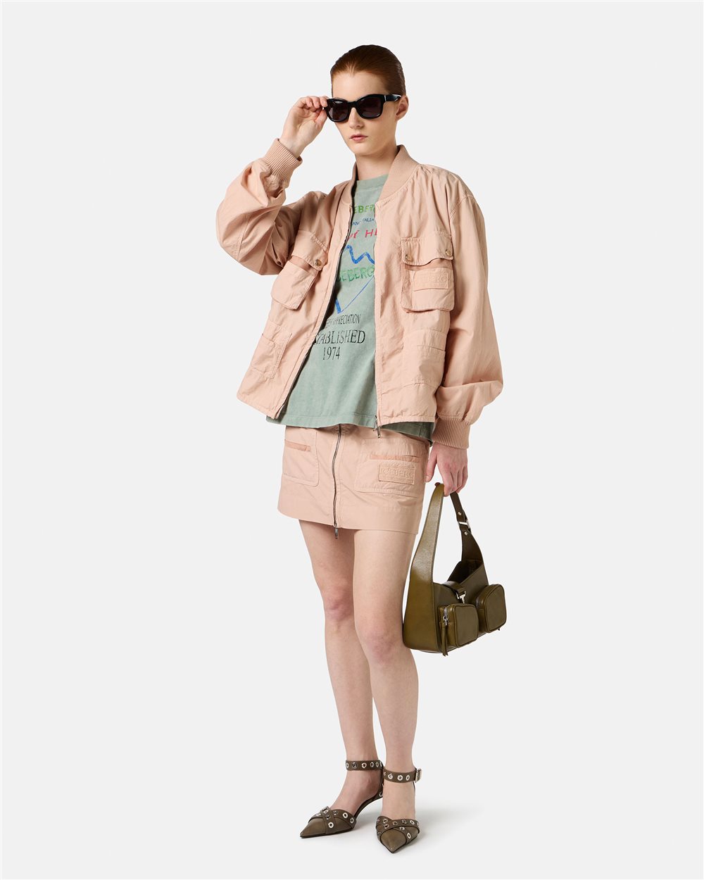 Regular fit jacket in blush cotton parachute - Iceberg - Official Website