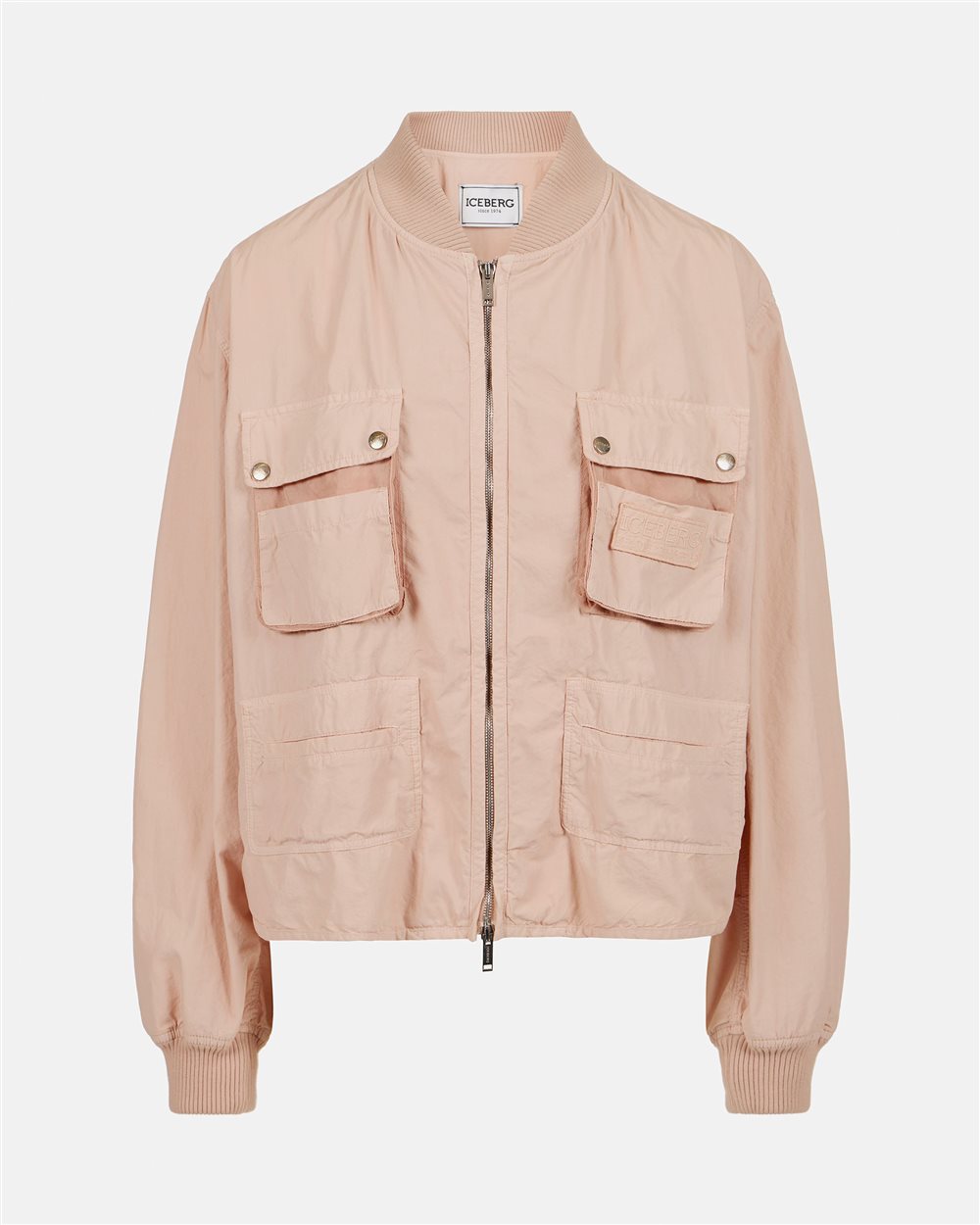 Regular fit jacket in blush cotton parachute - Iceberg - Official Website