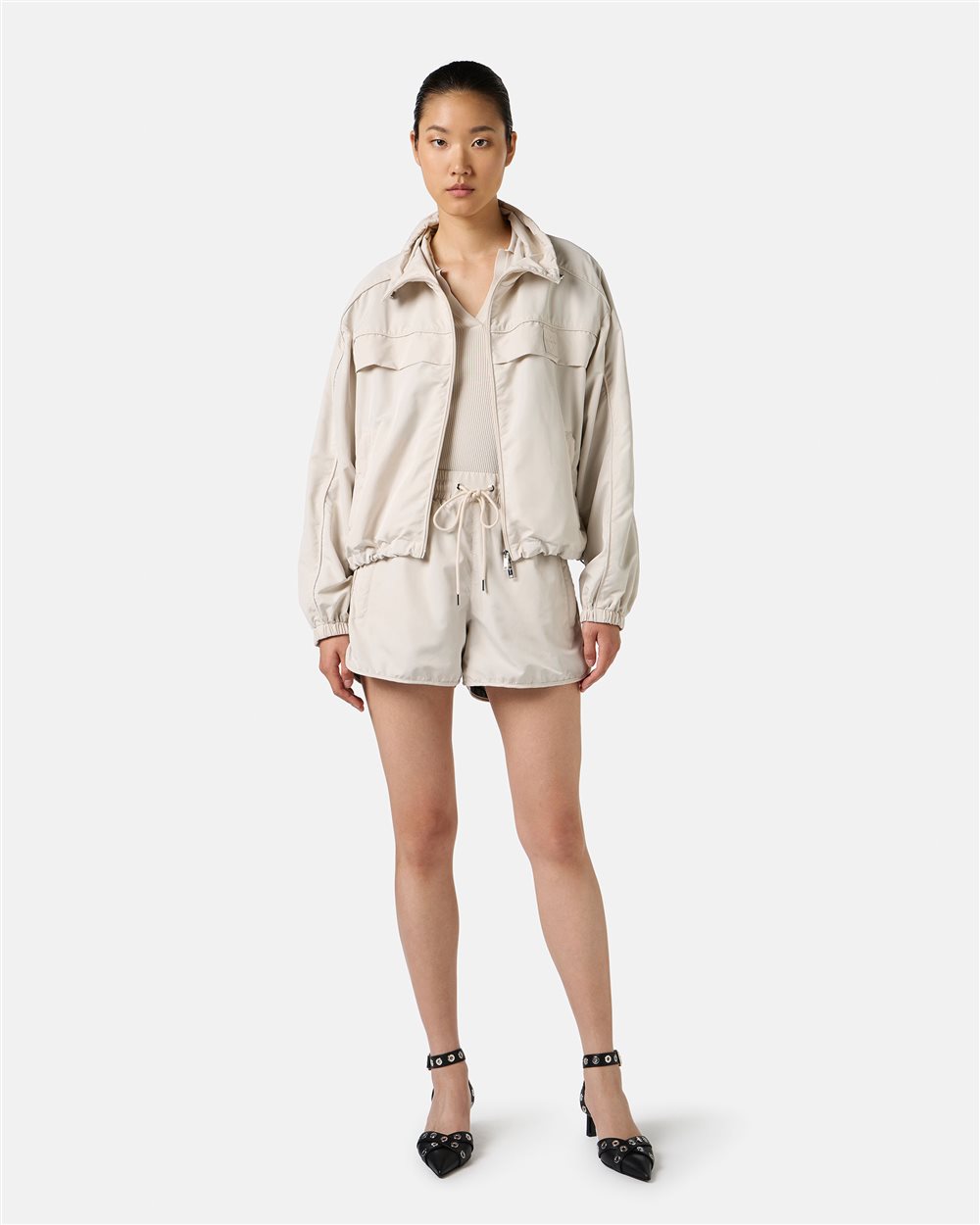 Powder-colored jacket in active nylon with Iceberg logo - Iceberg - Official Website