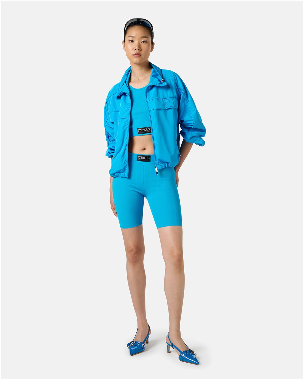 Giubbotto color cobalto in tessuto nylon active con rete interna - Iceberg - Official Website