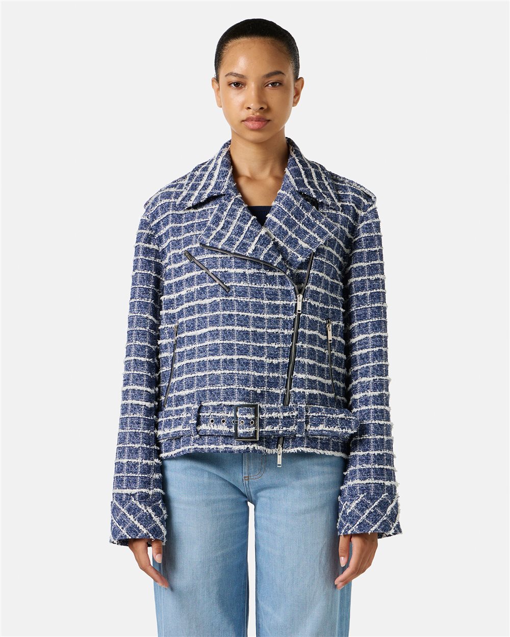 White and light blue checked jacket, relaxed fit - Iceberg - Official Website