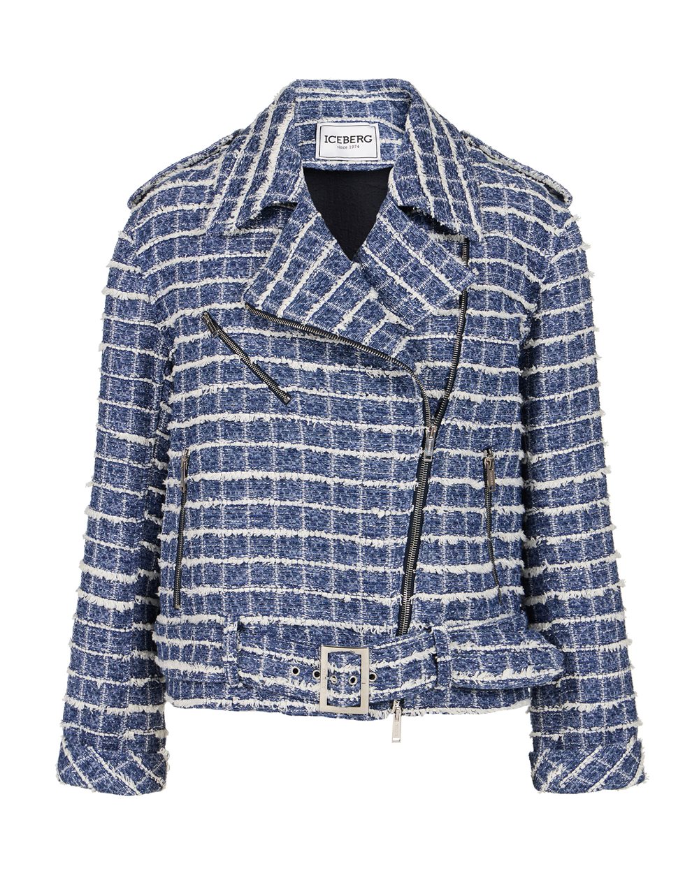 White and light blue checked jacket, relaxed fit - Iceberg - Official Website