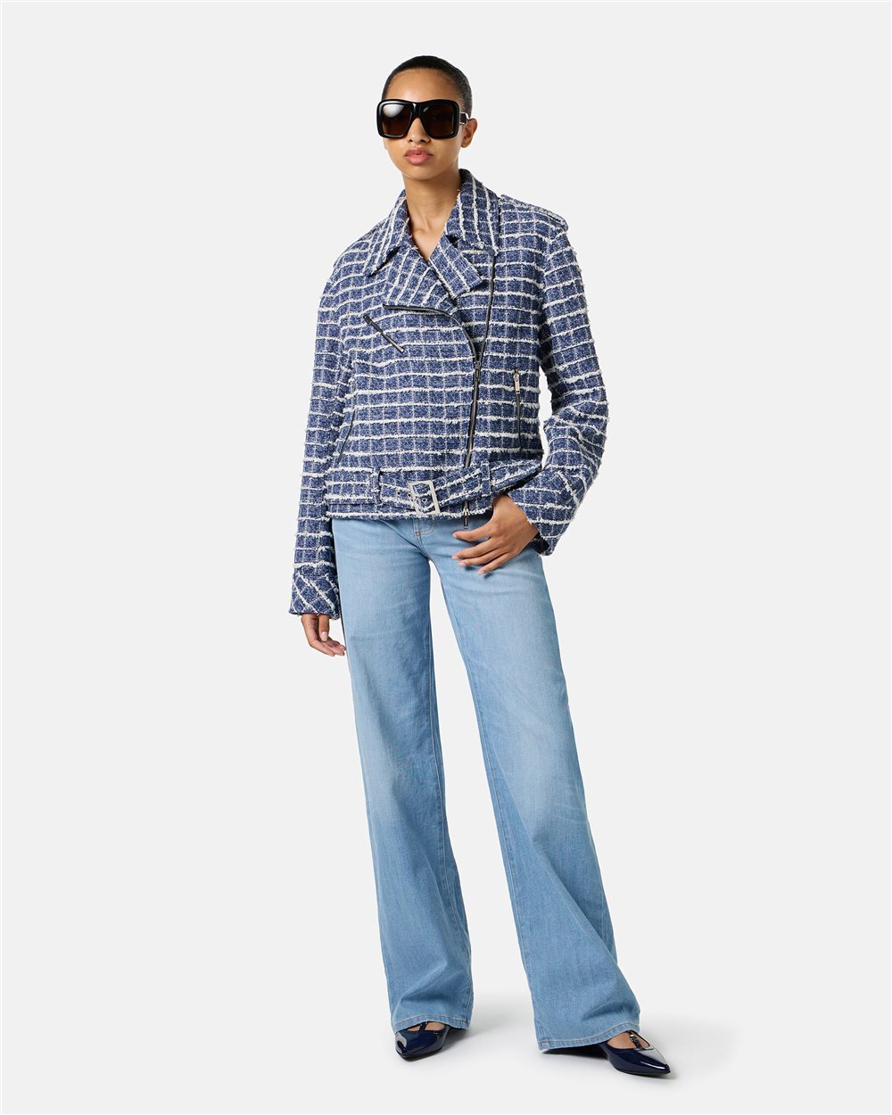 White and light blue checked jacket, relaxed fit - Iceberg - Official Website