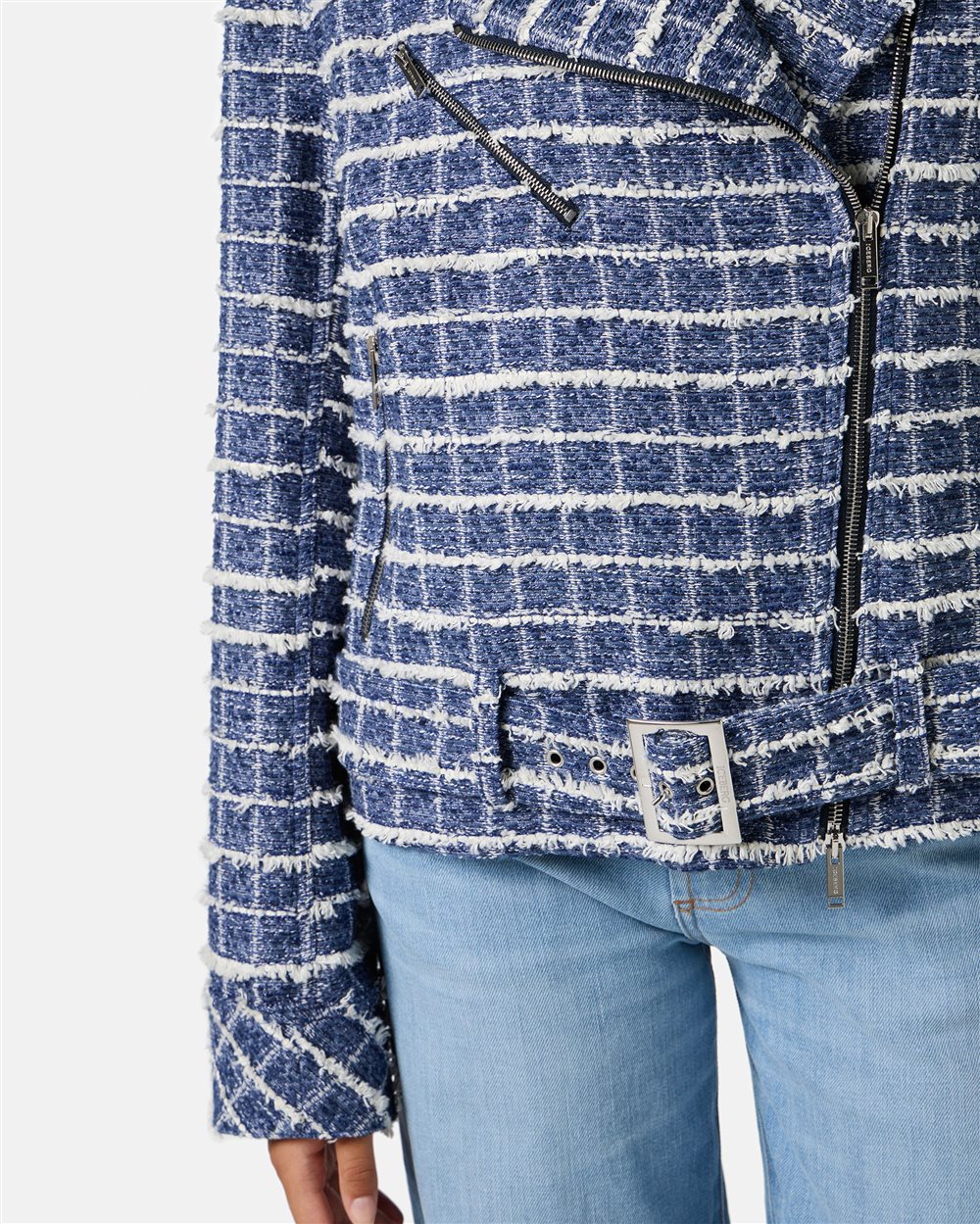 White and light blue checked jacket, relaxed fit - Iceberg - Official Website
