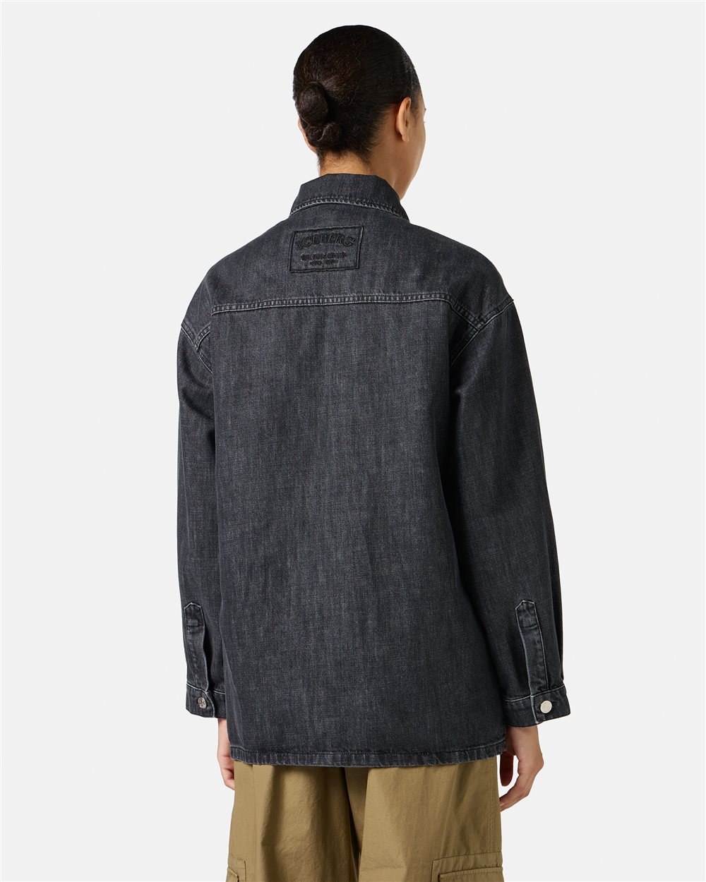 Giubbotto nero regular fit in denim fisso nero - Iceberg - Official Website