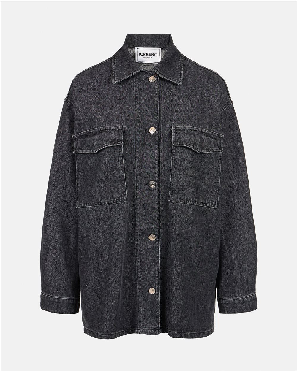Giubbotto nero regular fit in denim fisso nero - Iceberg - Official Website