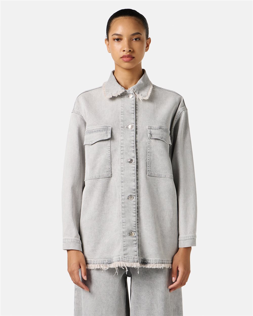 Grey degrade regular fit jacket in stone washed stretch denim - Iceberg - Official Website