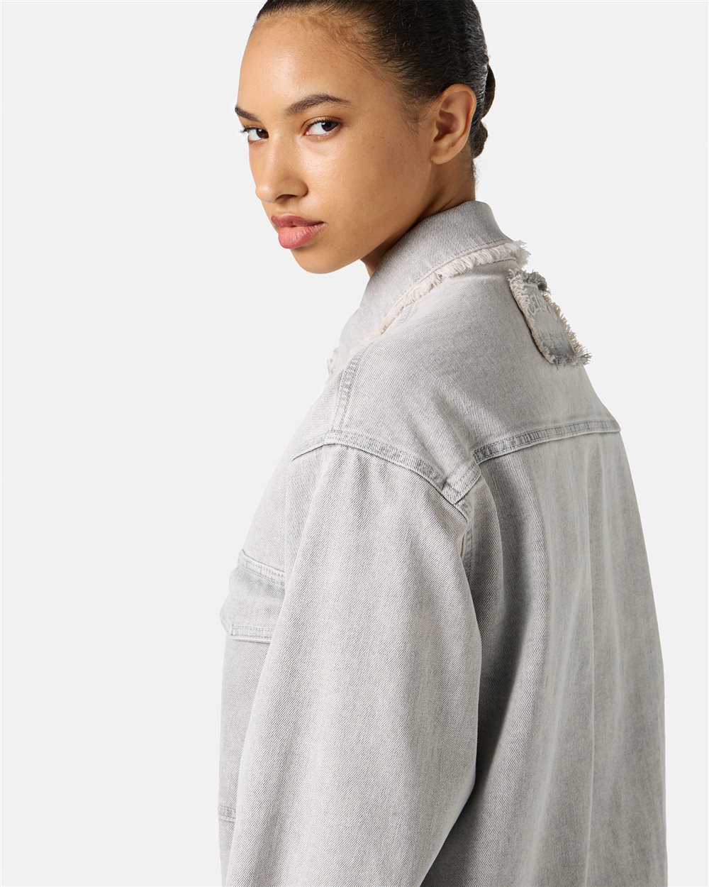 Grey degrade regular fit jacket in stone washed stretch denim - Iceberg - Official Website