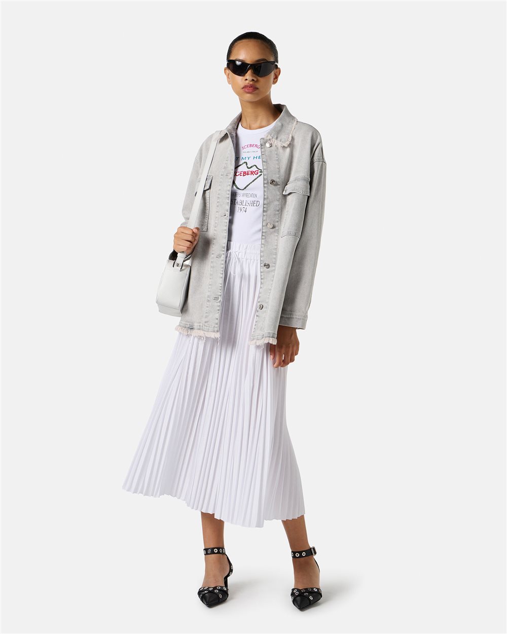 Grey degrade regular fit jacket in stone washed stretch denim - Iceberg - Official Website