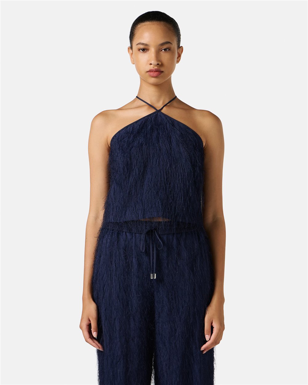 Blue regular fit fluff viscose top - Iceberg - Official Website