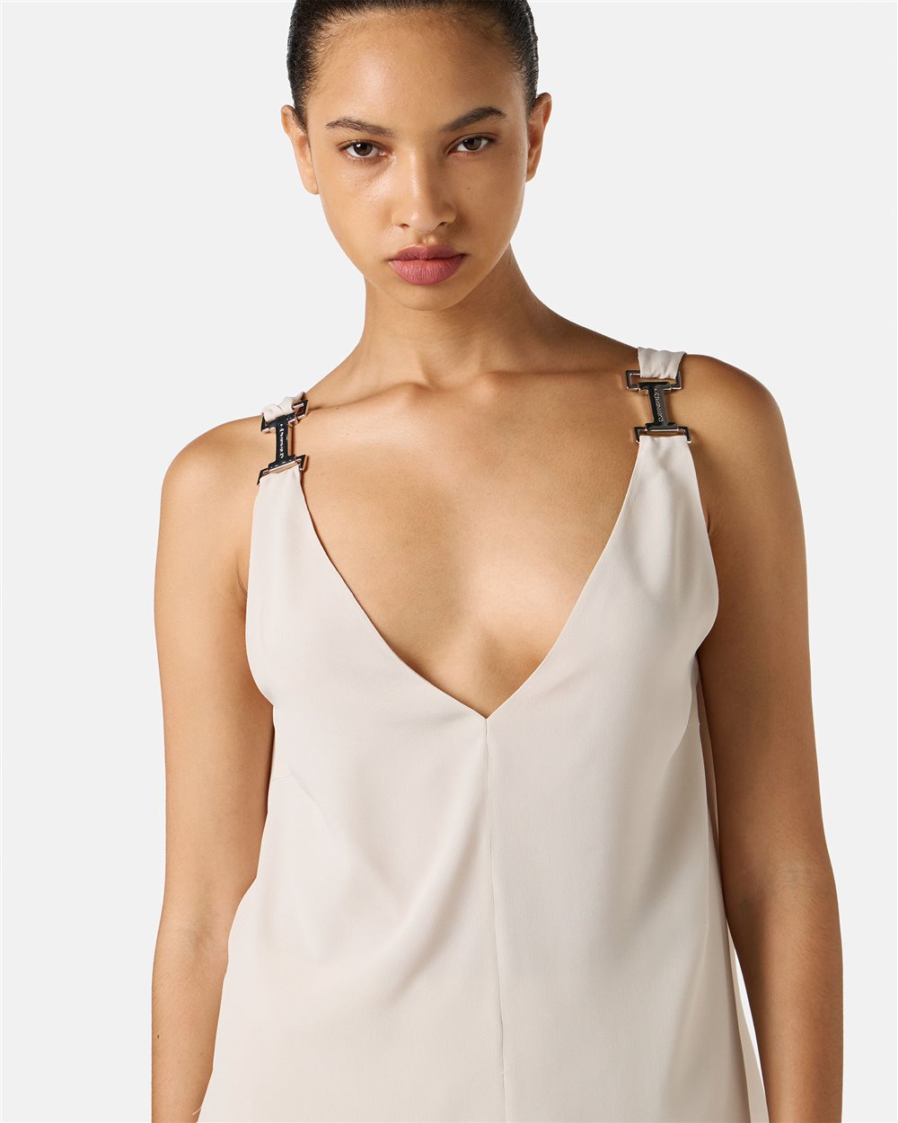 Top color polvere in crepe de chine con dettagli distintivi - Iceberg - Official Website