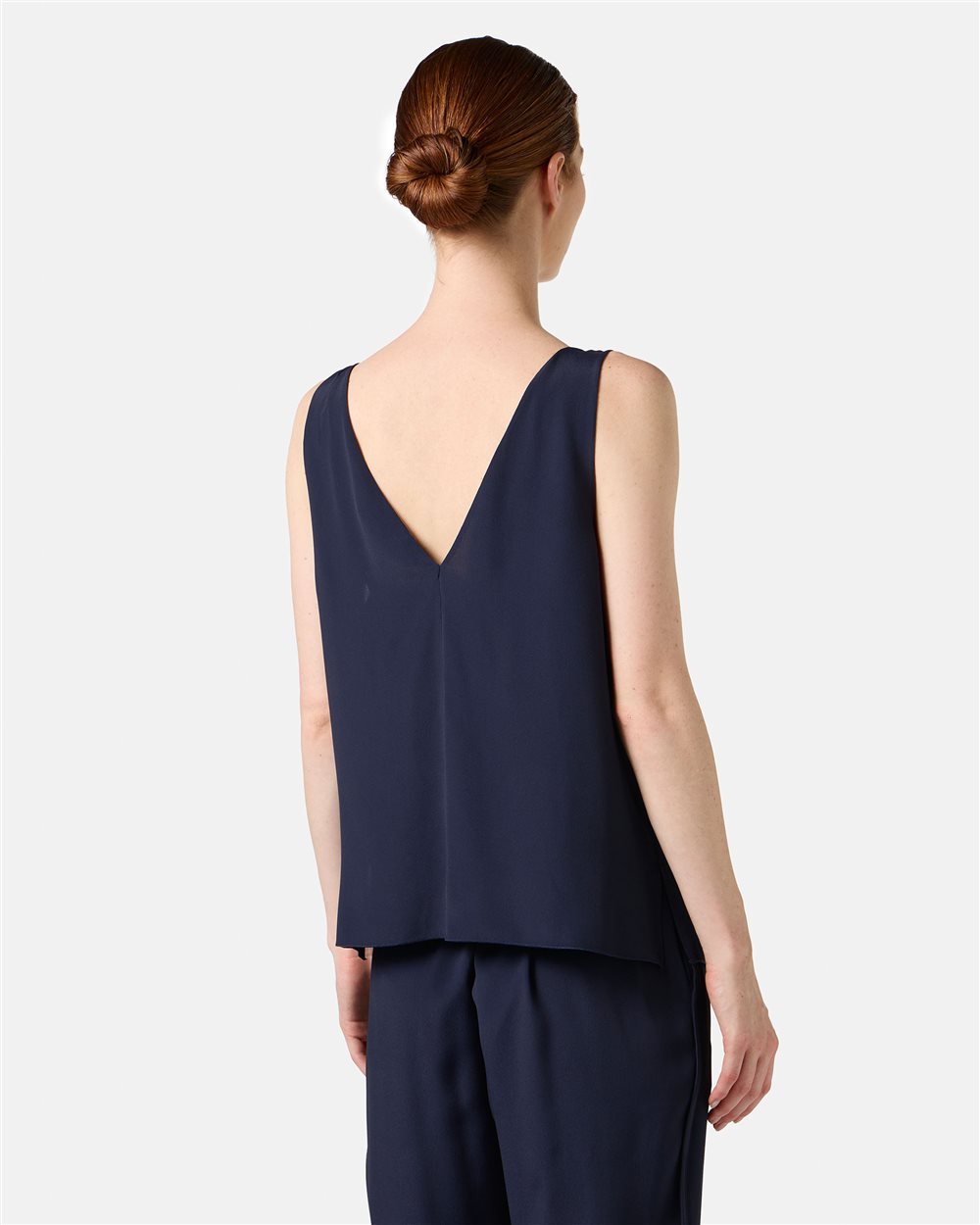 Blue crepe de chine top with signature details - Iceberg - Official Website