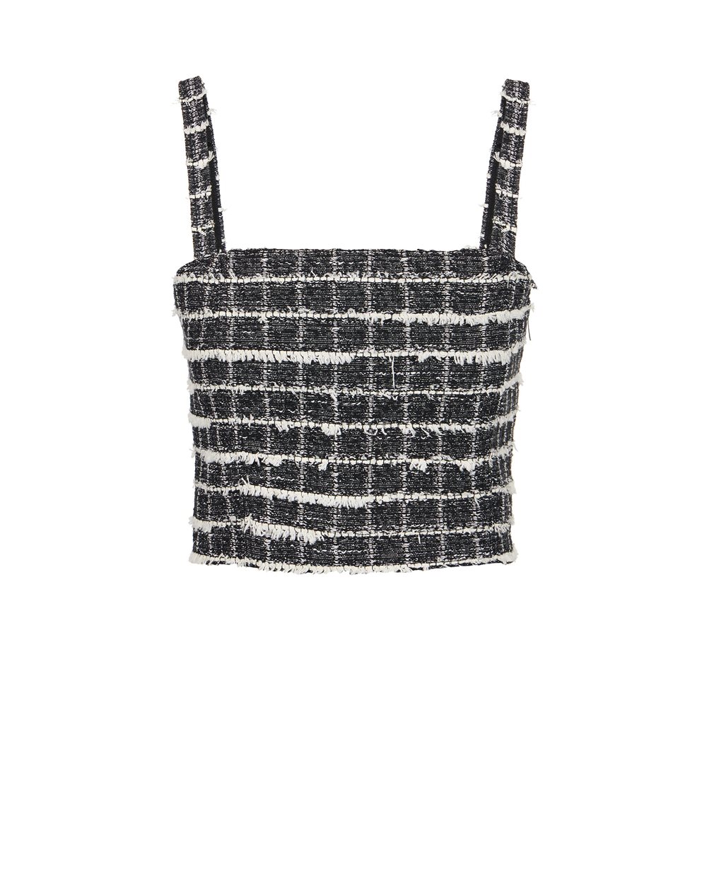 Slim-fit white and black checked top with shoulder straps in Chanel checkered fabric - Iceberg - Official Website